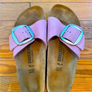 Birkenstock Madrid Big Buckle in Nubuck Leather, Lilac, Size 41